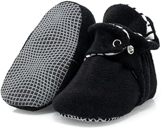 Ella Bonna Mini Fleece Booties with Non Skid Bottom | Flexible | for Baby Boys Girls Toddlers
