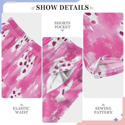 Pajama Pants Pink White Fuchsia Leopard PJ Bottoms Sleepwear Lounge Sleep Pant with Pockets4