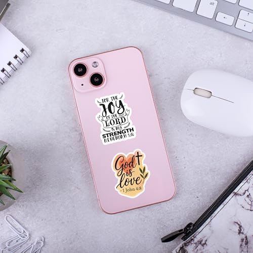 Image of D2C Christian Aesthetic Glitter Stickers Pack | 87 Waterproof Vinyl Bible Verse & Jesus Stickers for Laptop, Phone, Bottle, Notebook, Scrapbook | Glitter Lamination | Multicolor