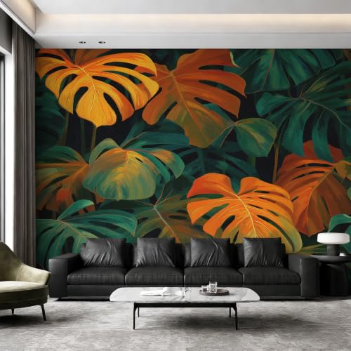 Fresque Murale Intissé Salon Motif Feuillage Vert 300x210 - 4