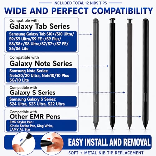 Puntas de metal suave King Write de repuesto para Galaxy Tab S10+ y S23 Ultra 4