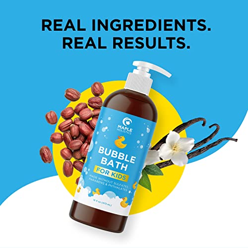 Sulfate Free Kids Bubble Bath - Relaxing Vanilla Lavender Bubble Bath For Kids And Toddlers With Nighttime Blend Of Chamomile Oil And Calendula Oil - Extra Foamy Moisturizing Kids Bath Soap Liquid #TOP4
