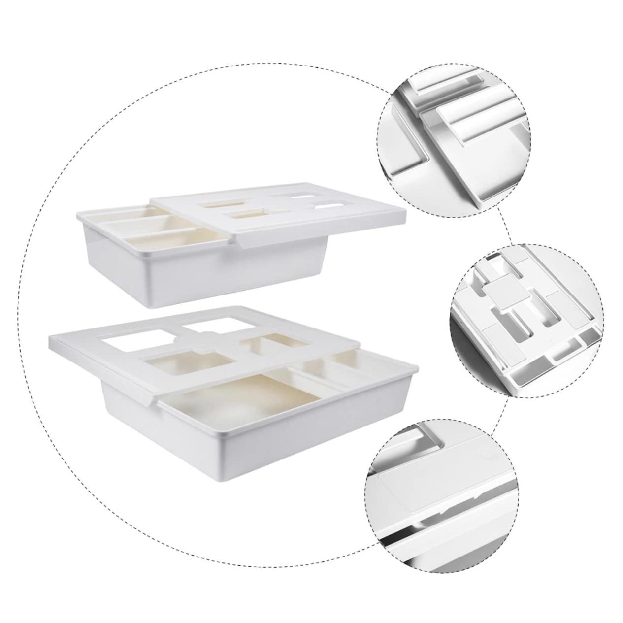 SHINEOFI 2pezzi Sottotavolo Estraibile in Materiale di Organizer per Cancelleria e Articoli per Ufficio Cassetto Invisibile per Scrivania Contenitore Portaoggetti Nascosto