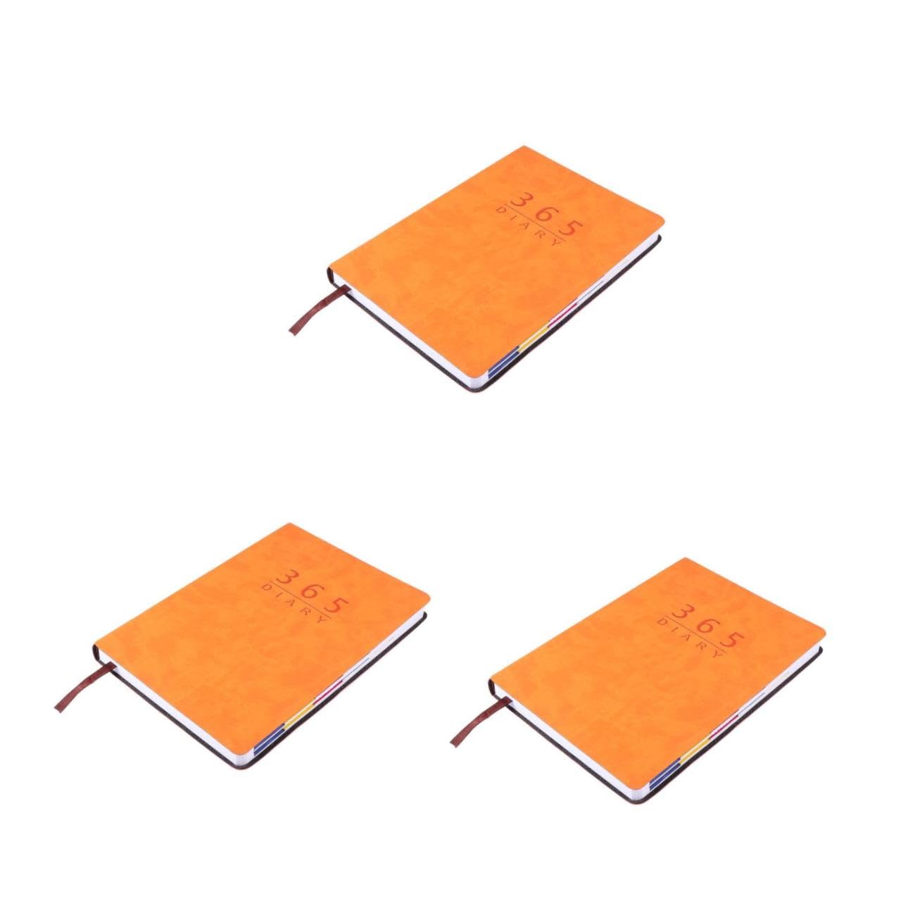Lurrose 3 Pz materiale scolastico calendario dell'ufficio Taccuino dell'agenda settimanale agenda giornaliera - Notebook giornaliero cancelleria per studenti taccuini diario a5 Orange