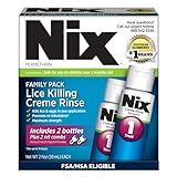Nix Lice Treatment Family Pack, Kills Lice & Eggs, 2 Bottles Permethrin Crème Rinse (2 Fl Oz Each) & 2 Lice Combs