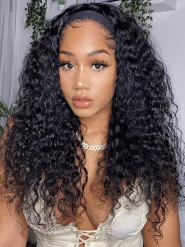 UNICE 2 in 1 Water Wave Headband Wig Human Hair Glueless Half Wig 22 Inch