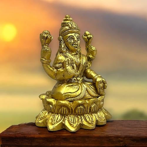 Estatua de Diosa Lakshmi de Latón Sólido 2.9 Pulgadas miniatura 7