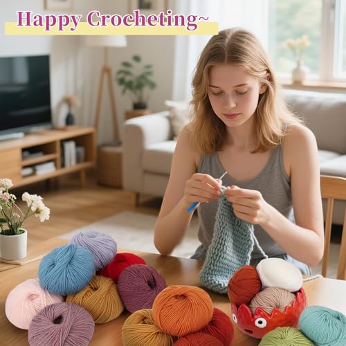 Image of Coopay Wool Blend Yarn for Crocheting & Knitting, 12 Premium Wool Yarns | 60% Wool 40% Polyester, 1.76oz, 164yds - #3 DK Crochet Yarn for Clothes, Scarves, Blankets, Shawls (Purple Family)
