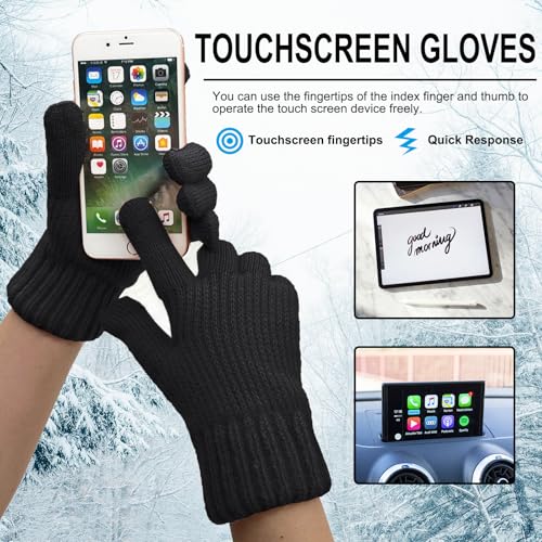 Winter Gloves for Women Warm Wool Touch Screen Ladies Windproof Thermal Knit Fleece Lined Gloves for Cold Weather