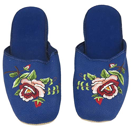 Handmade Embroidered Floral Chinese Women's Cotton Slippers with Red Flower New