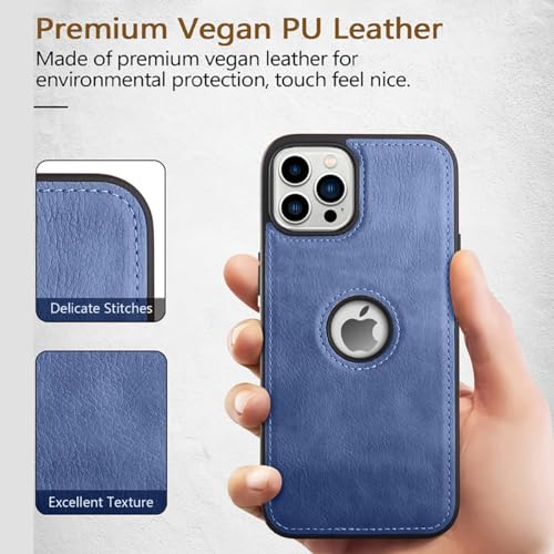Image of KARWAN️ Genuine Leather Finish iPhone 15 Pro Back Cover Case |Shockproof Design |Raised Edges for Camera & Screen Protection |Super Soft - Touch |Leather Case for iPhone 15 Pro(Blue)