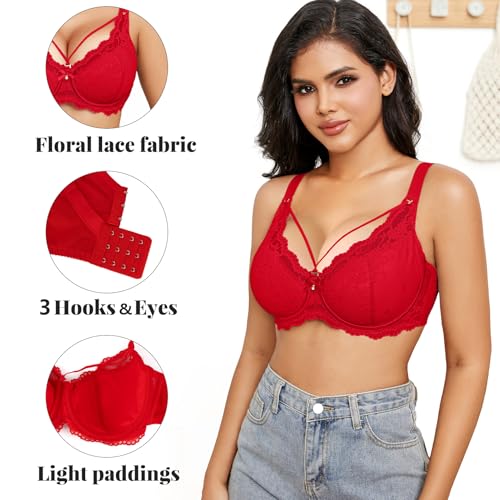Image of Sexy Lace Bras for Women Plus Size Push Up Bra Full Coverage Underwire Bra