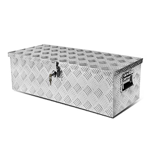 Auto Dynasty 30 Inch Truck Tool Box, Heavy Duty Aluminum Truck Bed Toolbox for Pickup RV Trailer, Underbody Truck Box Storage Organizer Chest with Side Handle and Lock, 30" x 13" x 10", Silver