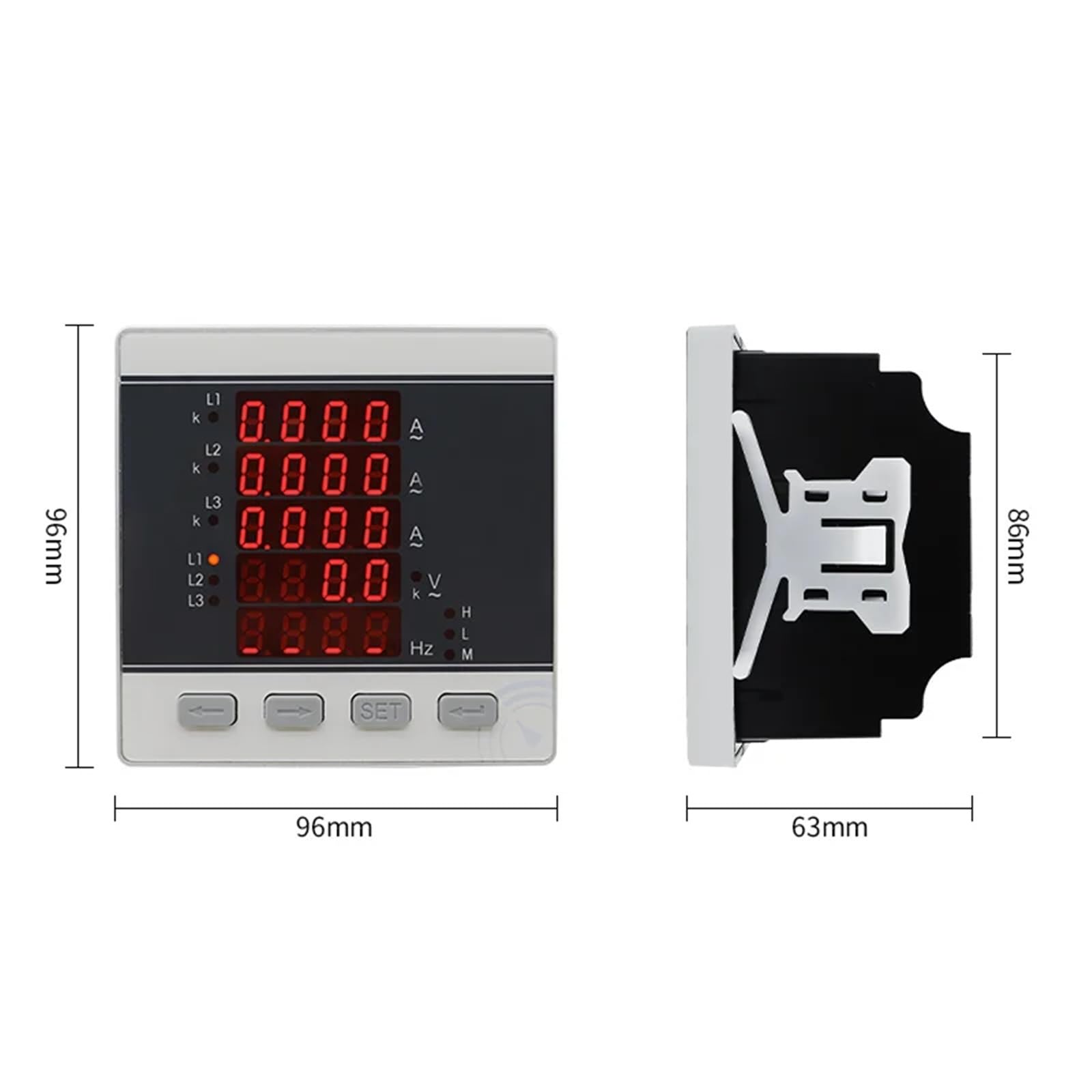 Medidor digital LED trifásico de tensión, corriente y frecuencia con transformador de corriente de 30/50/100/150/200/300/400 A (1 unidad)(Meter with 400A CT)