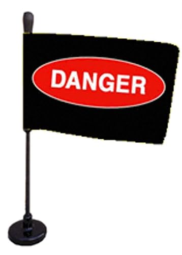 Bandera de peligro con base magnética y asta de bandera flexible