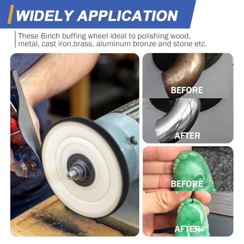 Image of SCOTTCHEN 6inch Buffing Polishing Wheels 1 /2 inch Arbor Hole,2 Pcs Fine (40Ply) for Bench Grinder,with Buffing Polishing Cutting Compound 4 Oz.Kit