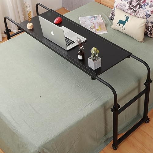Mesa de hospital giratoria de altura ajustable para uso doméstico sobre mesa de cama con ruedas para cama de hospital, silla, carrito, computadora portátil, mesa reclinable, perfecta para familias de