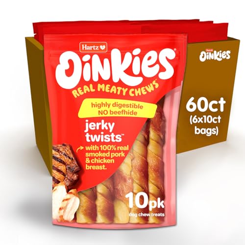 Hartz Oinkies Smoked Pig Skin Jerky Twists Dog Treats