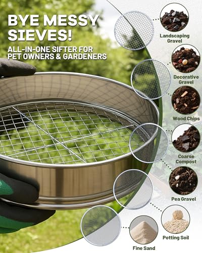 Set tamiz de suelo 5 en 1 con mallas inox y pala miniatura 5