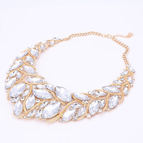 African Beads Jewelry Sets Women Bridal Crystal Statement Necklace Earring Jewelry Sets (White) #TOP3