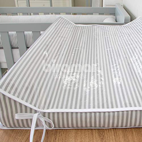 Trocador Anatômico para Bebê Estampado Listrado Cinza, Biramar Baby, Cinza