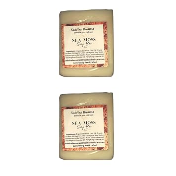 صابون Sea Moss 2 قضبان | مصنوع يدويًا | لجميع أنواع البشرة حب الشباب ، الأكزيما ، الصدفية | زبدة الشيا ، كل شيء طبيعي ، الجسم والوجه ، د. سيبي مستوحى ، نباتي ، خالي من الغلوتين ، رجال ونساء ، مرطب ، زيوت أساسية