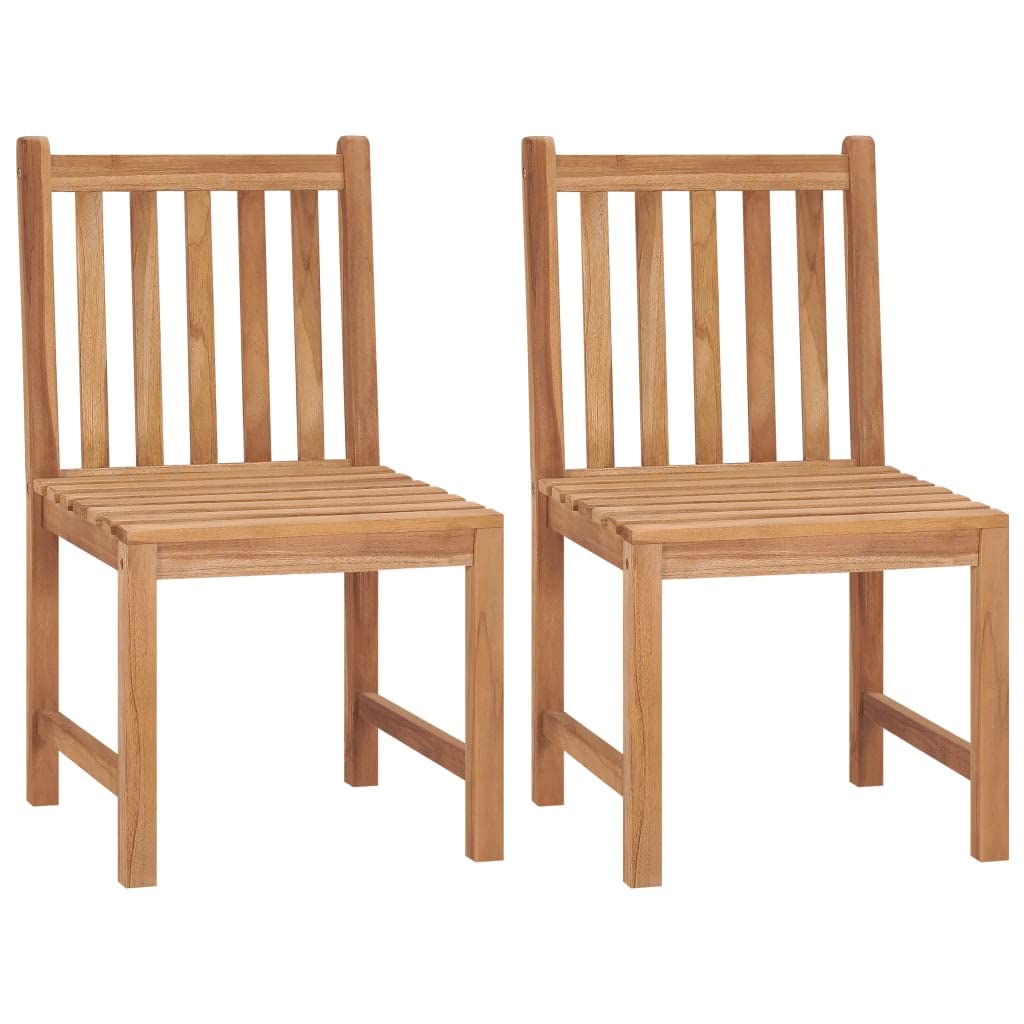 Sedie da giardino in legno di teak massiccio, mobili da esterno, confezione da 2