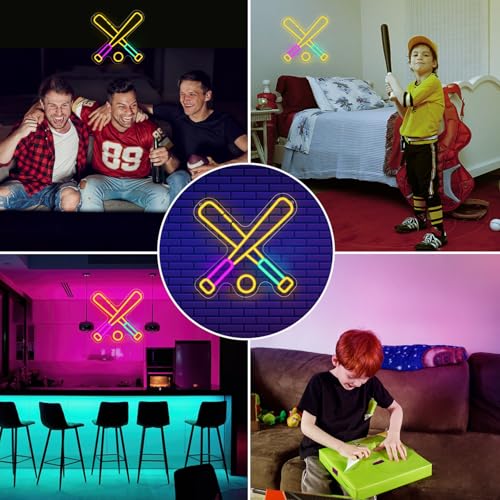 wootfairy Led Lights Wall Decor: 13.78 * 13.78 in Dimmable Sport Baseball Neon Sign for Man Cave & Game Room Bedroom Sports Club Decoration - Fun Light Up Gifts for Men Boys Teens Kids by wootfairy - Used condition - Image 7