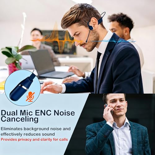 Image of Meetings Open-Ear Headphones with Rotatable Noise-Canceling Boom Mic, Bone Conduction Bluetooth 5.4 Headphones with One-Touch Mute&Magnetic Charging for All-Day Use,Perfect for Driving Learning