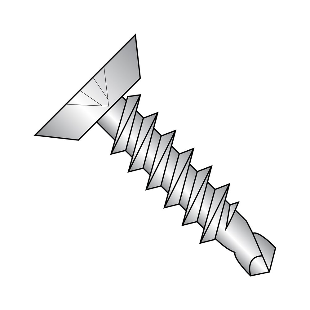 Small Parts 1412KPU410 410 Stainless Steel Self-Drilling Screw, Plain Finish, Undercut 82 Degree Flat Head, Phillips Drive, #3 Drill Point, 1/4"-14