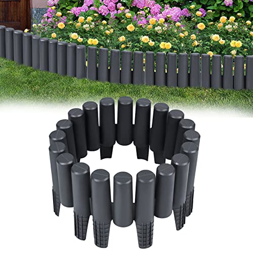 NAIZY Bordo per Prato 8,4 m Aspetto Legno Bordatura per Aiuola in Plastica Bordatura per Aiuola in Polipropilene Palizzata da Giardino Bordo di Falciatura Collegabile (30 Pezzi, Antracite)