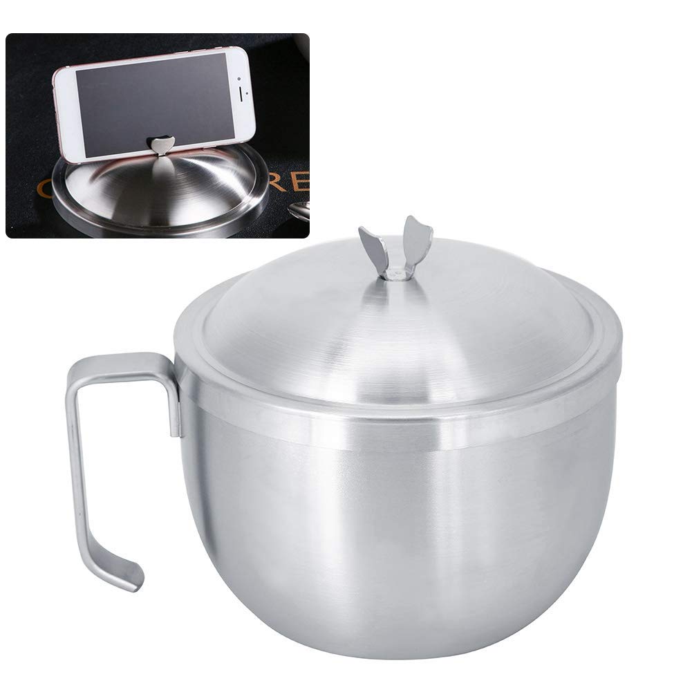 Ciotola Per Noodles In Acciaio Inox 304 Da 1000ml - Fdit, A Doppio Strato Con Coperchio, Manico Isolante Per Campeggio E Casa - 2
