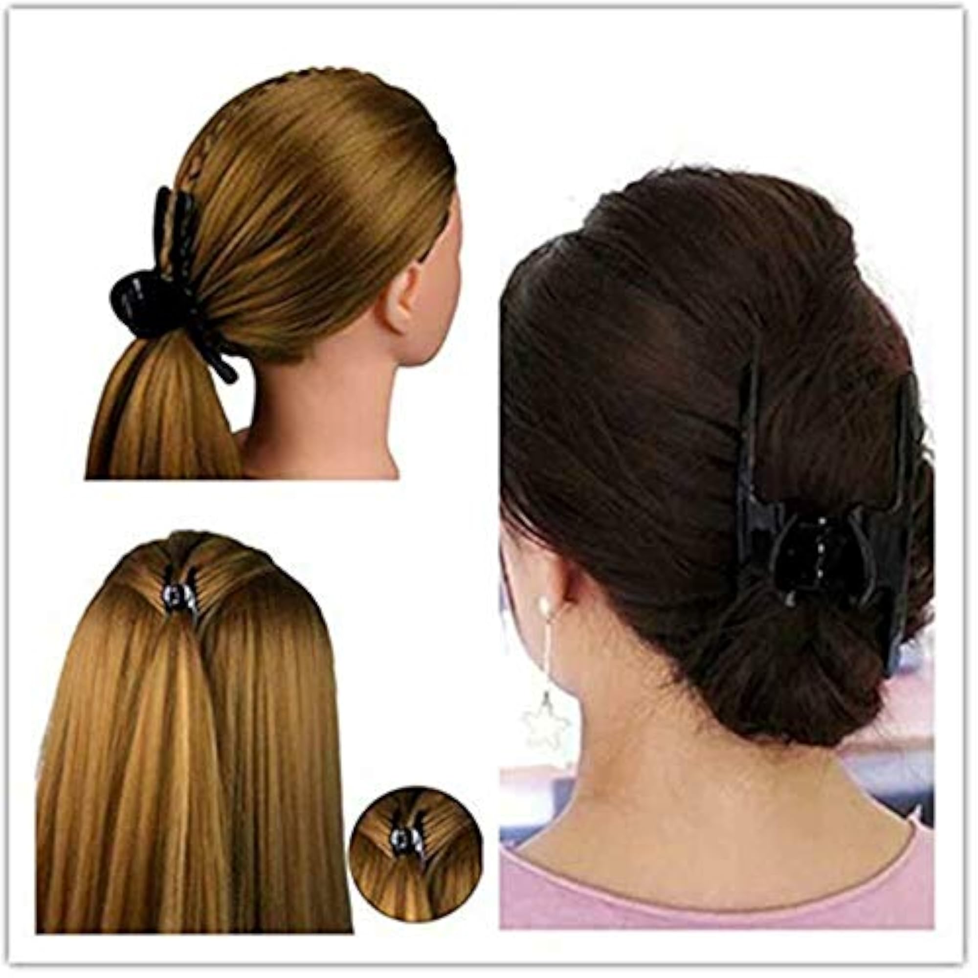 Black Plastic Hair Clutch/Claws/Clips Combo of 4 Pieces
