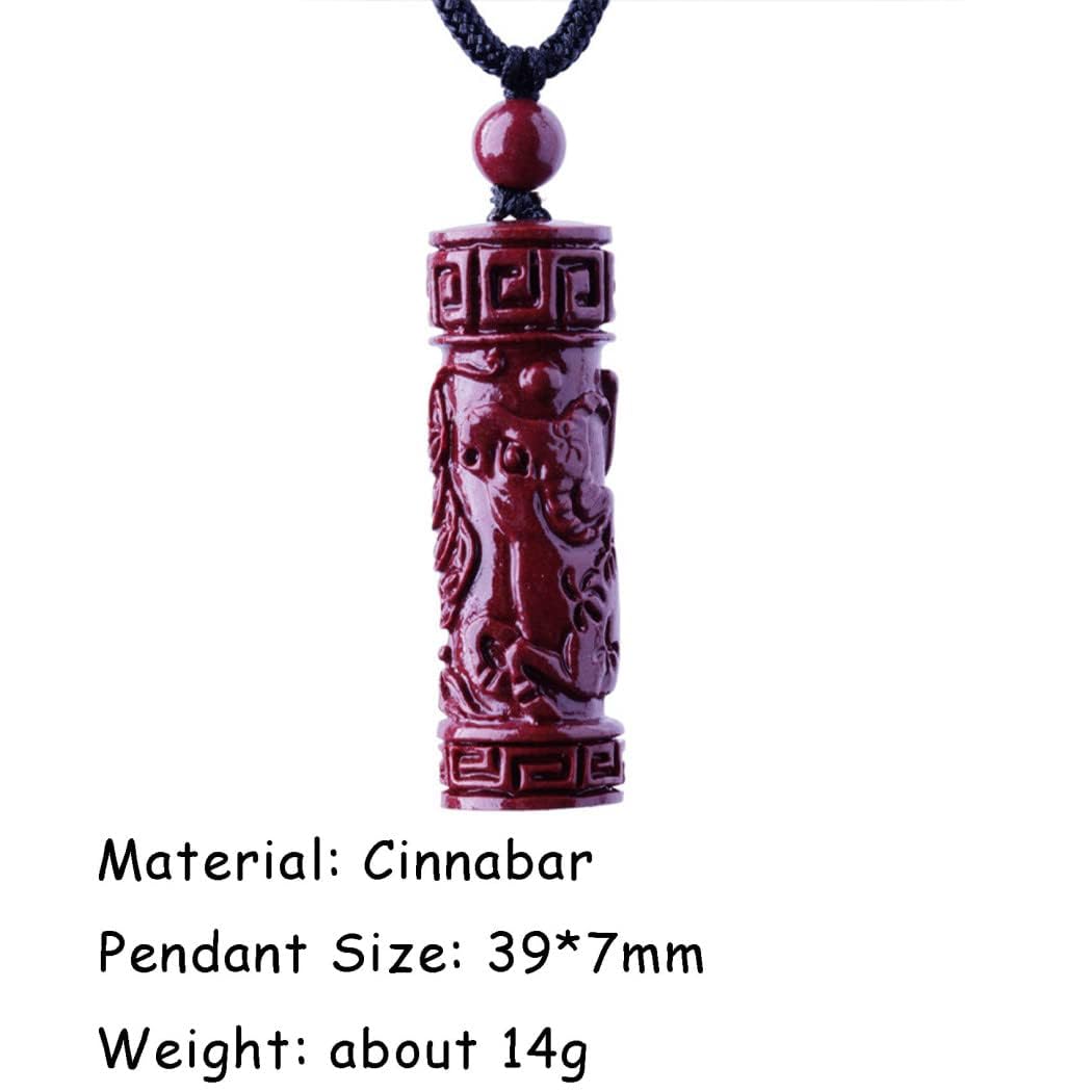LNNSHX Collane in Argento Sterling, Collana Feng Shui Collana in Pietra di Cristallo cinabro Collana con Ciondolo con Ciondolo con Animali dello Zodiaco Cinese con Collana Lunga con Cordino (Nero)