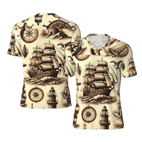 Stylish Athletic Sports Jersey Vintage-Sailboats Men's Rugby Jersey Xx-Large Black