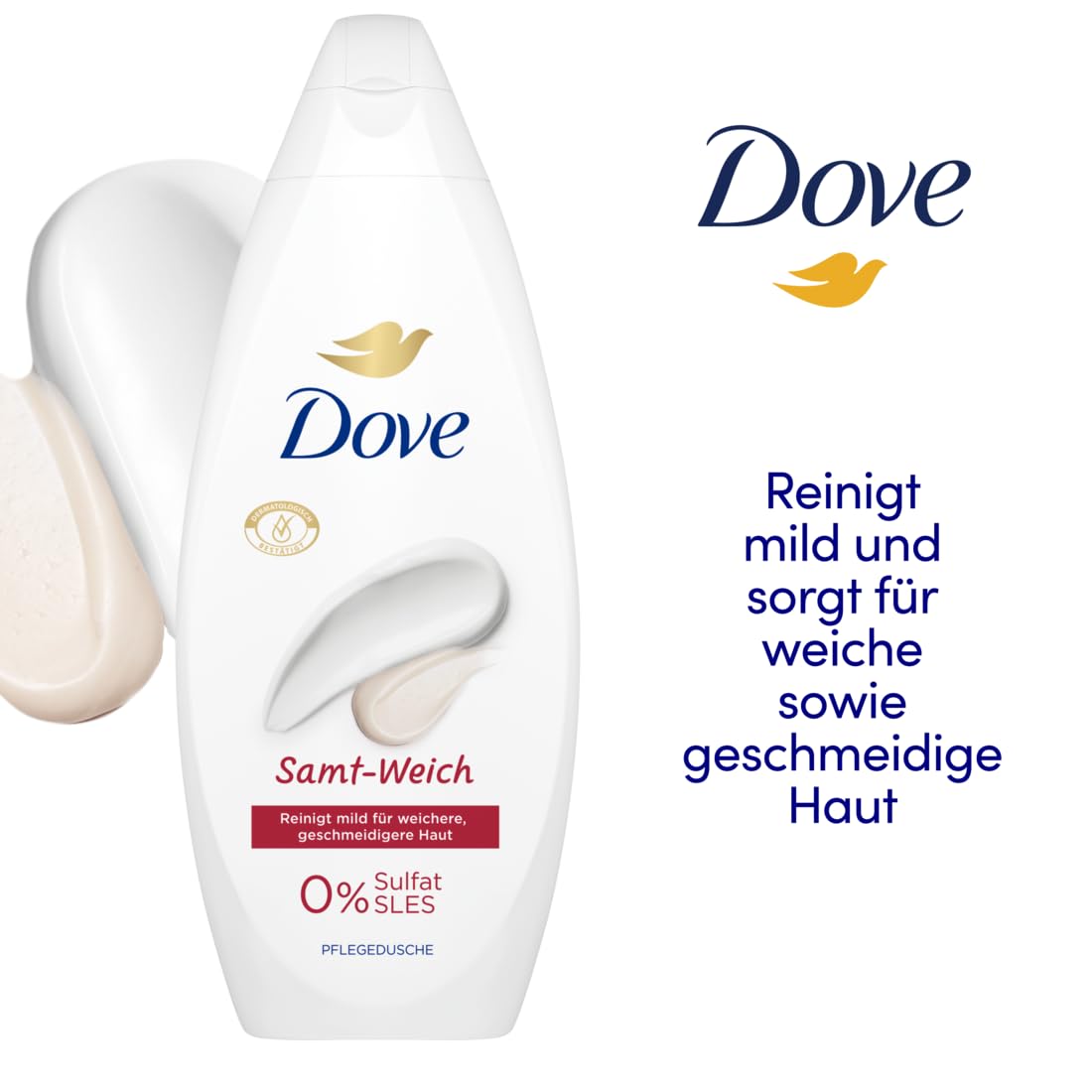 Dove żel pod prysznic, aksamitny, miękki, pielęgnujący żel pod prysznic z dermatologicznie potwierdzoną formułą dla bardziej miękkiej i gładkiej skóry, 250 ml