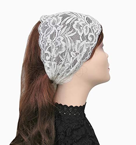 Stretch Lace Headbands For Women Wide Lace Turban Headbands For Women Lace Yoga Headbands Lace Headwrap (Ivory) #TOP6