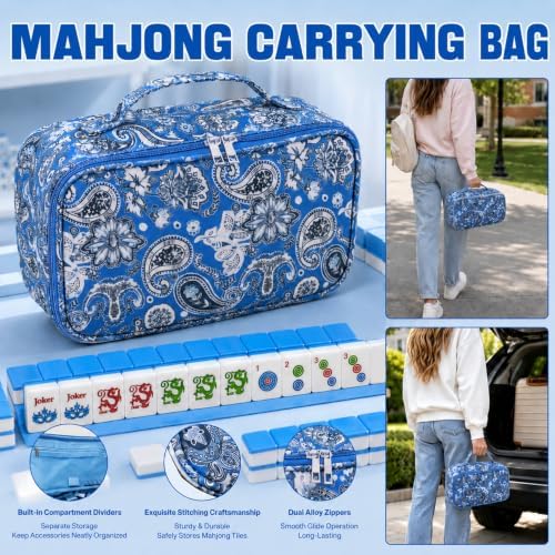 HAYI American Mahjong Set with Bag Dices and Mat (Blue) - 5