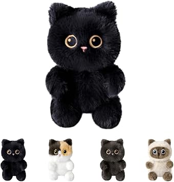 Cat Stuffed Animals, 2026 Cute Soft Plush Dolls, 6 inch Cat Plush Animals Birthday Gift, for Girls and Boys Black Cat