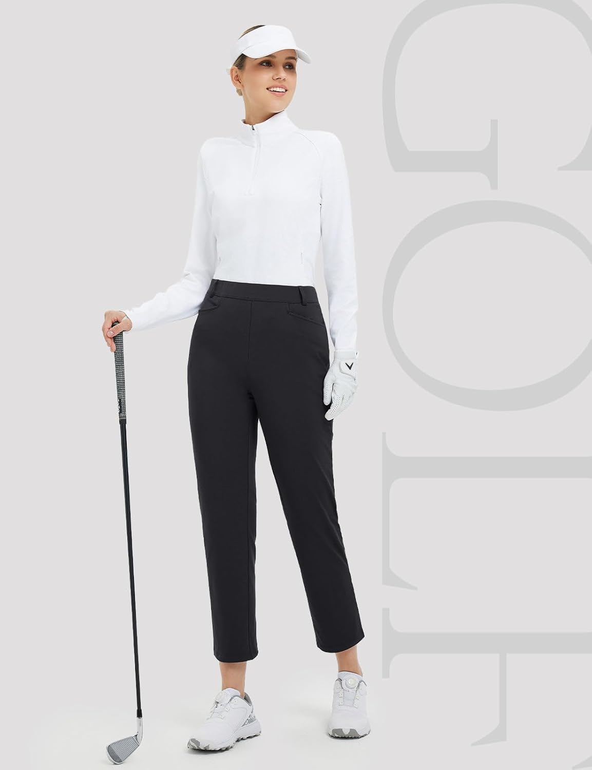 baleaf Women's Golf Pant Winter Fleece Lined Pants with Belt Loops Pockets Travel Work Casual - Image 6