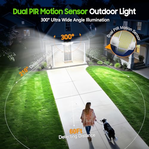 TuyLuxe 2026 Motion Sensor Solar Lights Outdoor Waterproof, 4000LM Solar Flood Lights with Dual PIR & Curved 300° Wide Beam, Larger 3500mAh Adjustable Solar Security Spot Lights for Yard-2Pack Black — view 3