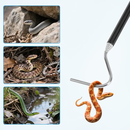 Image of AQUANEAT Reptile Snake Hook, 26inch Extendable Stainless Steel Snake Stick with Non-Slip Handle (Pack of 2)