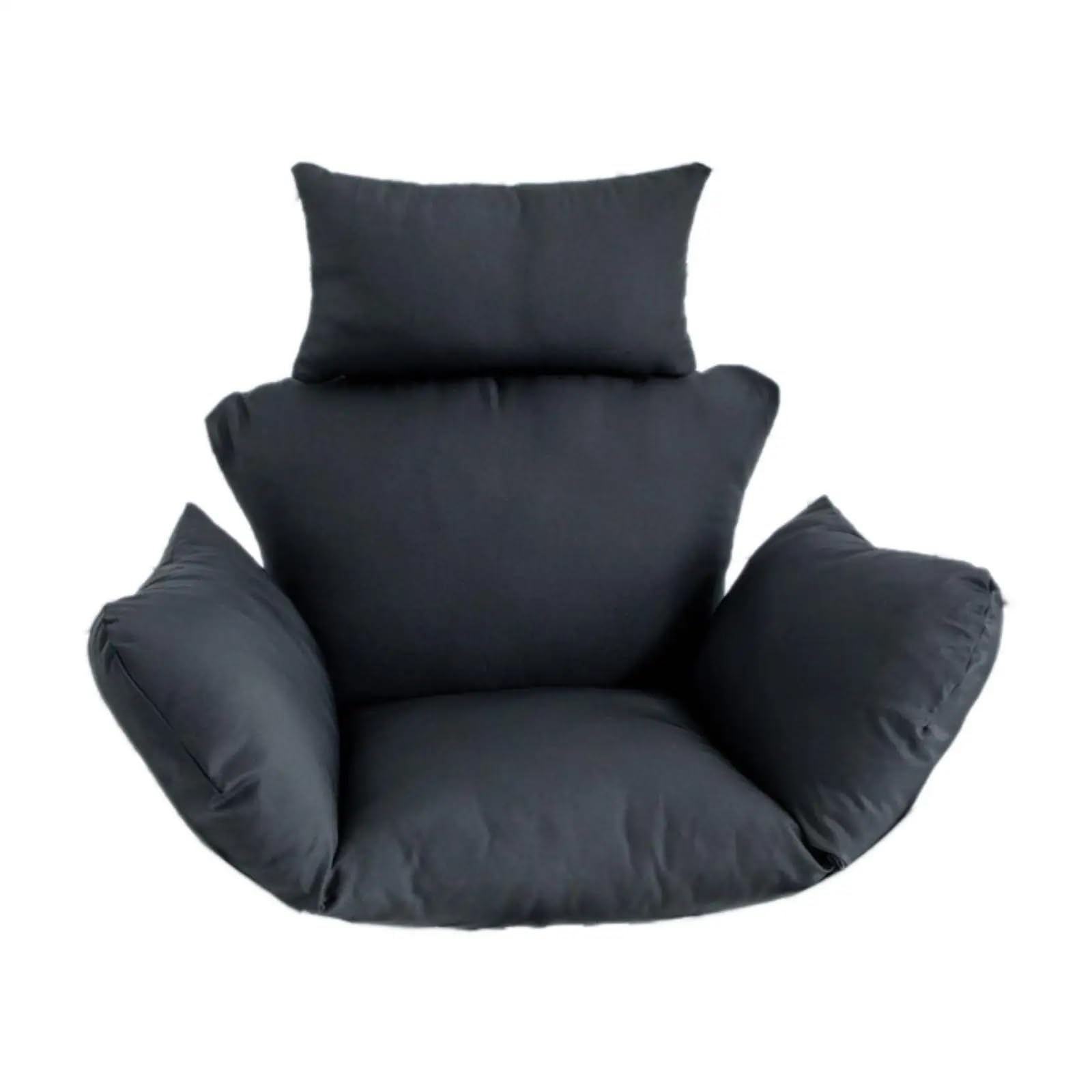 MFWHEFJ Egg Chair Cushion Egg Chair Cushion with Washable Cover Thicken with Headrest Armrest Swing Chair Cushion for Garden Porch Outdoor Indoor Backyard(Black)