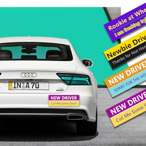 Letreros magnéticos New Driver LogFaadCoi reflectantes para coches pack de 4 2