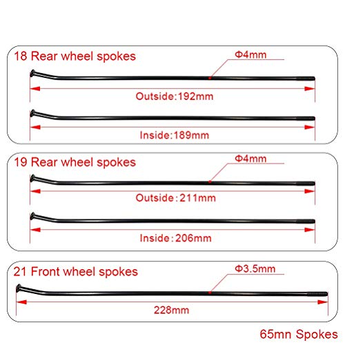 Otom Motorcycle Spokes 21" Front 18" 19" Rear Wheel Spokes & Spoke Nipples For Yamaha Yz125 Yz250 Yz250Fx Yz450F Wr250 Wr450 (19" Rear Wheel Spokes) #TOP1