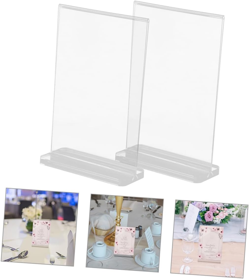 Angoily 10pcs Display Rack for Stand Menu Desktop Display Sign Holder Table Sign Holders Tabletop Sign Holder Tabletop Paper Holder T Shape Desktop Display Holder Acrylic