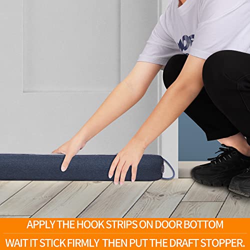 TORRAMI 32\" Door Draft Stopper Under Bottom Insulation Noise Air Stopper 2.0LB,Draft Stopper Guard Seal for Doors and Windows - Dark Blue
