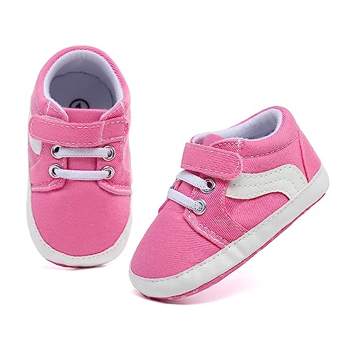 Baby Boys Girls Canvas Sneakers Toddler Non-Slip Soft Sole Newborn Infant Lightweight First Walker Crib Shoes for 0-18 Months