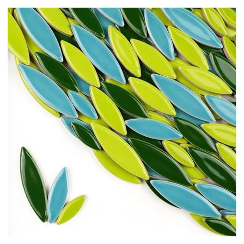 Mosaic Glass Pieces 200g Willow Leaves Mosaic Tiles Porcelain Leaf-Shape Tile 3 Sizes Mix Multi Color DIY Making Stones for Craft Arts Decor for Mosaic Crafts(Color05)