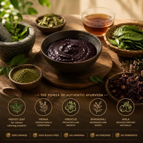 Image of Shesha Ayurveda Nilini Hair Colour - Ayurvedic, No Ammonia, No Peroxide, No Perborates, No Bleach,Natural Burgundy Colour (40g)